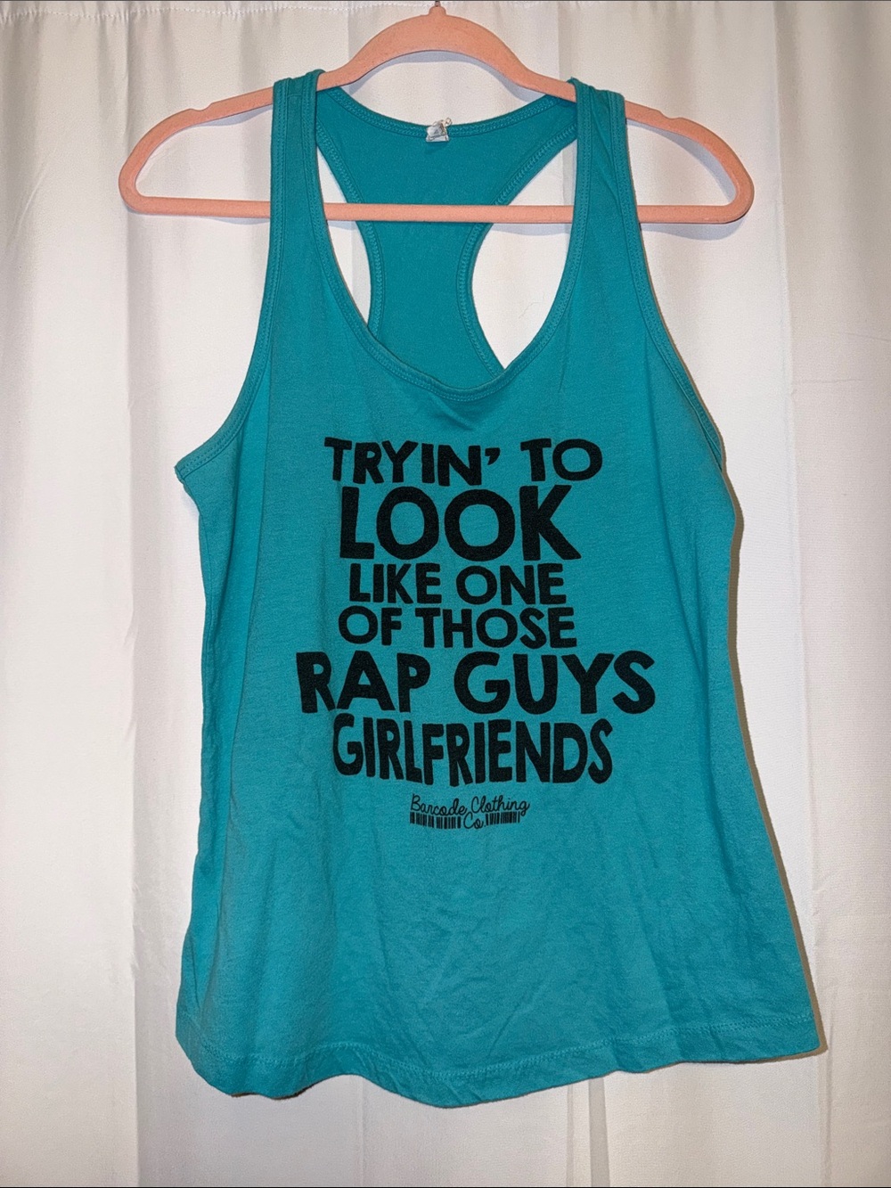 Turquoise Graphic Racerback Tank Top by Barcode Clothing